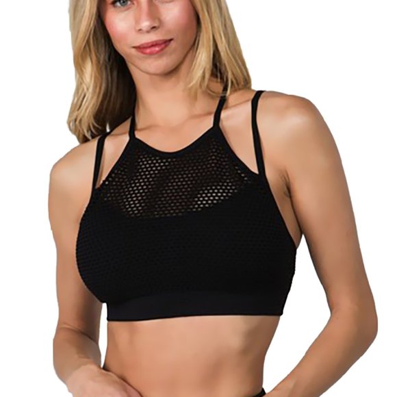 Yelete Tops - Mesh sports bra with criss cross strappy back